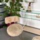 Pair of vintage chairs in beige Dralon® and gold metal.