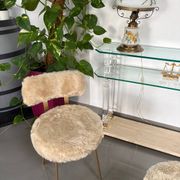 Pair of vintage chairs in beige Dralon® and gold metal.