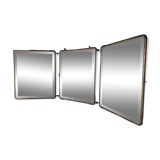 Miroir de barbier bois et laiton