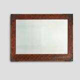 Miroir Art Nouveau à décor de paon peint à la main, France vers 1915