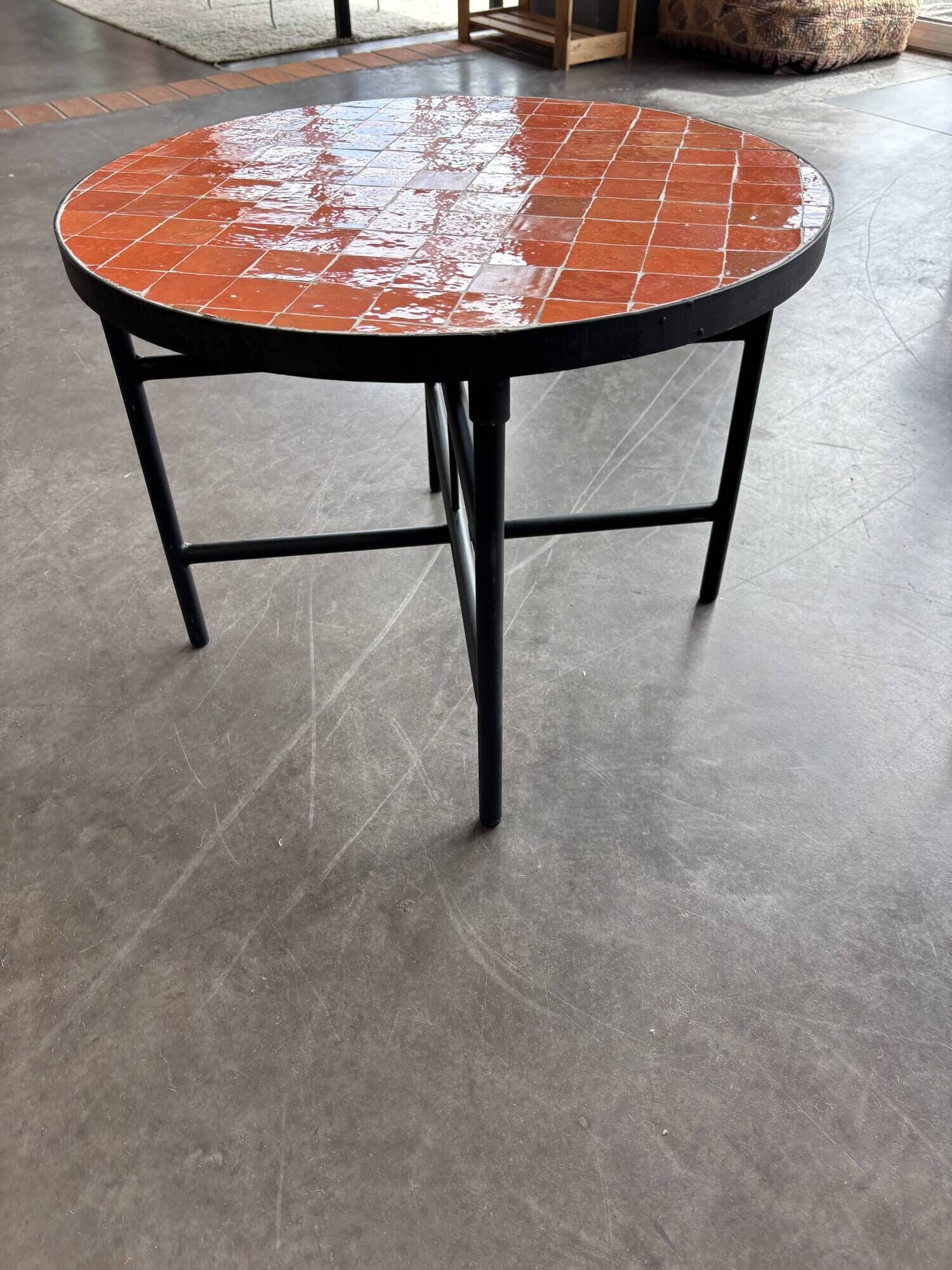 orange coffee table in handmade zellige from Morocco