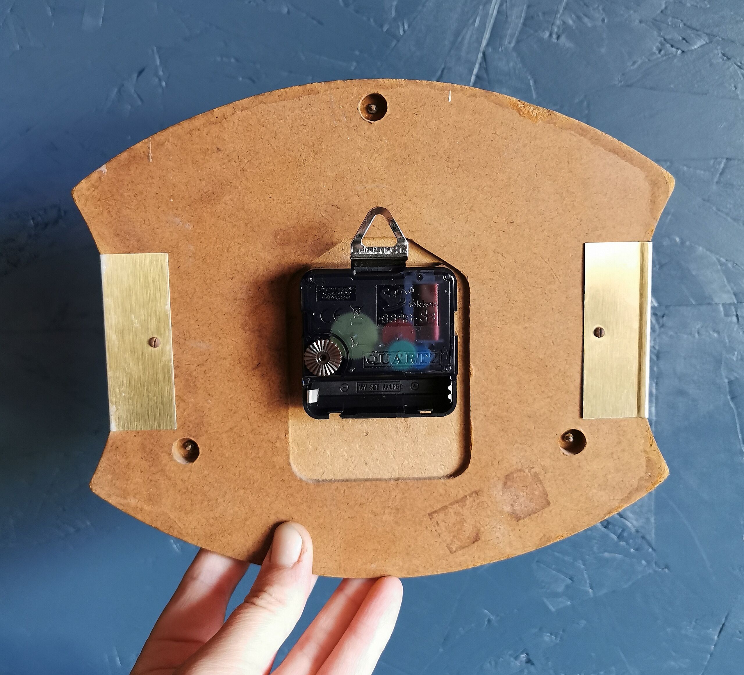 Vintage clock silent rectangular wall clock Japy blue silver