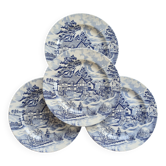 4 vintage blue and white dinner plates – Romantic English countryside decor