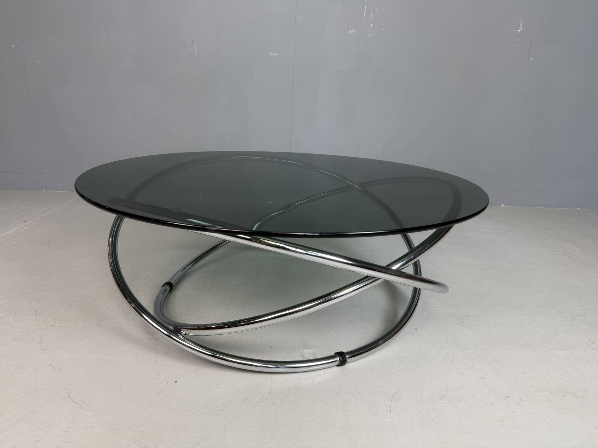 Mac chrome and smoked glass Coffee Table from Miniforms, Italy, 1970s