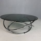 Mac chrome and smoked glass Coffee Table from Miniforms, Italy, 1970s