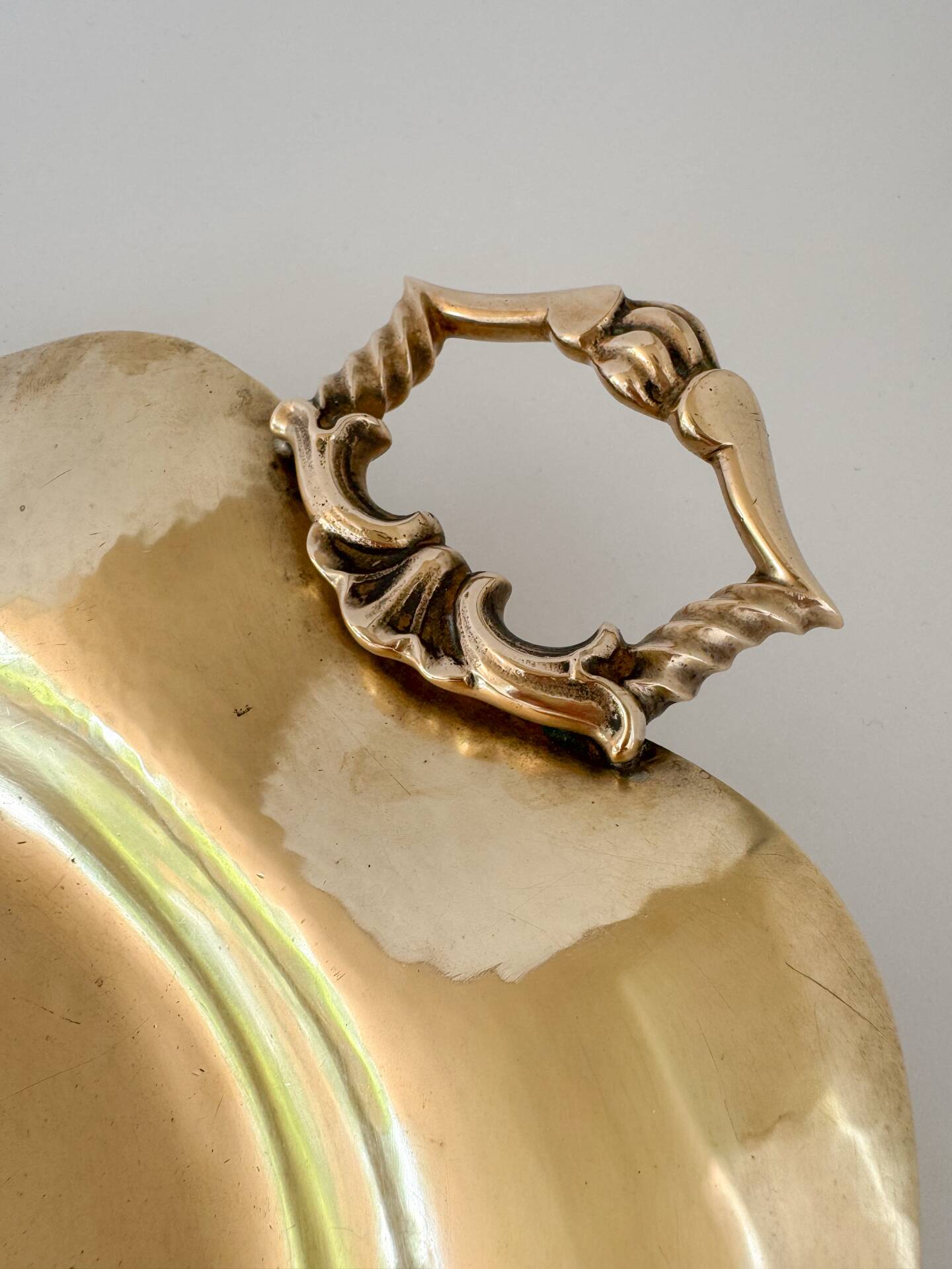 Vintage Modernist Italian Ornate Brass Serving Platter