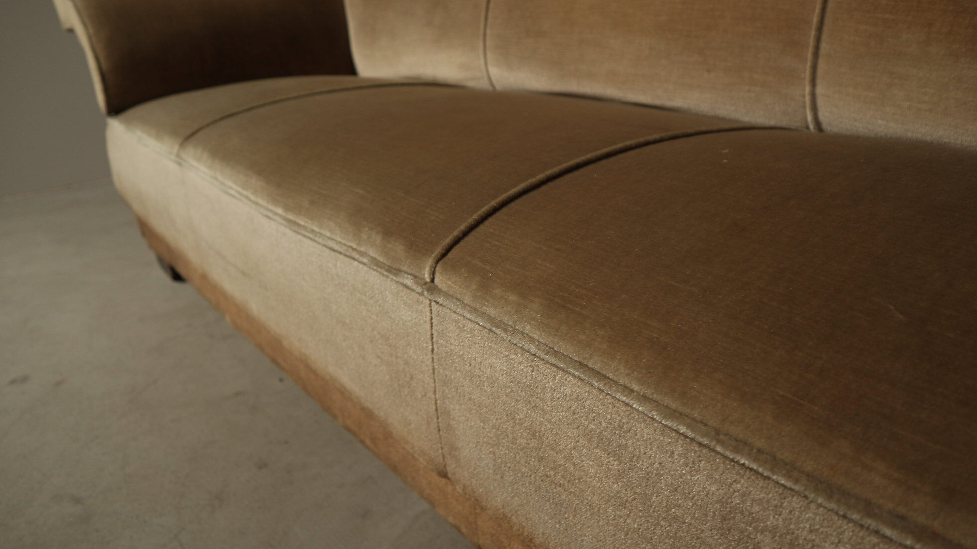 Art Deco three-seat sofa in original velvet, Belgium circa 1930