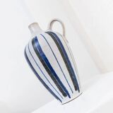 Blue Ceramic Vase by Friedel for PGH Bürgel, Mid-Century Keramik, 1960s, Hand-Painted Stripes