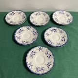 Set of 6 cups and under cups Lancaster Sarreguemines ceramic decorations flowers
