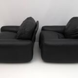 Pair of Piumotto Italian Leather Armchairs by Arrigo Arrighi for Busnelli,