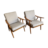 Paire fauteuils pieds compas, 1960