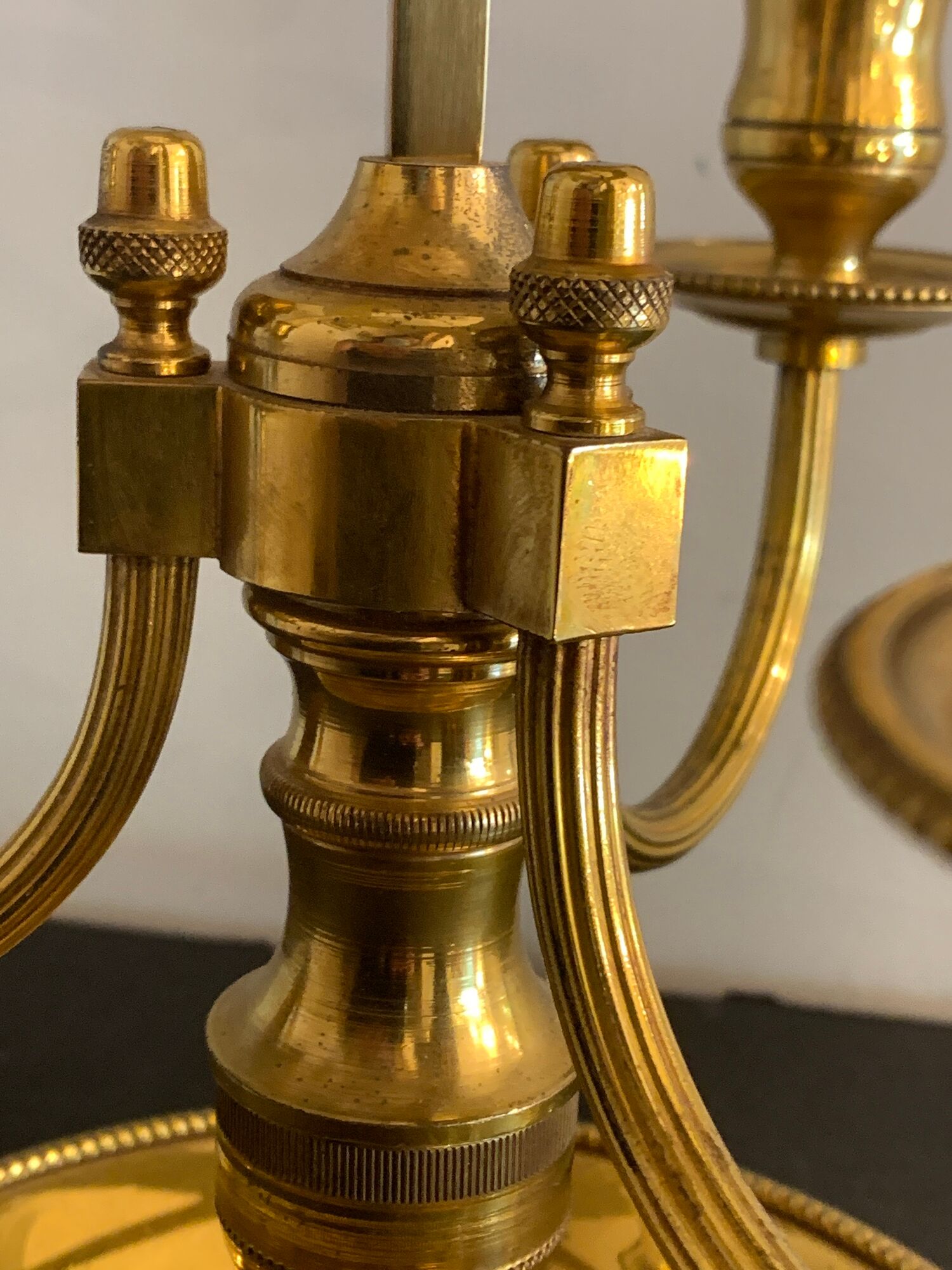 Hot water bottle lamp, 3 lights in bronze Lucien Gau, XXth