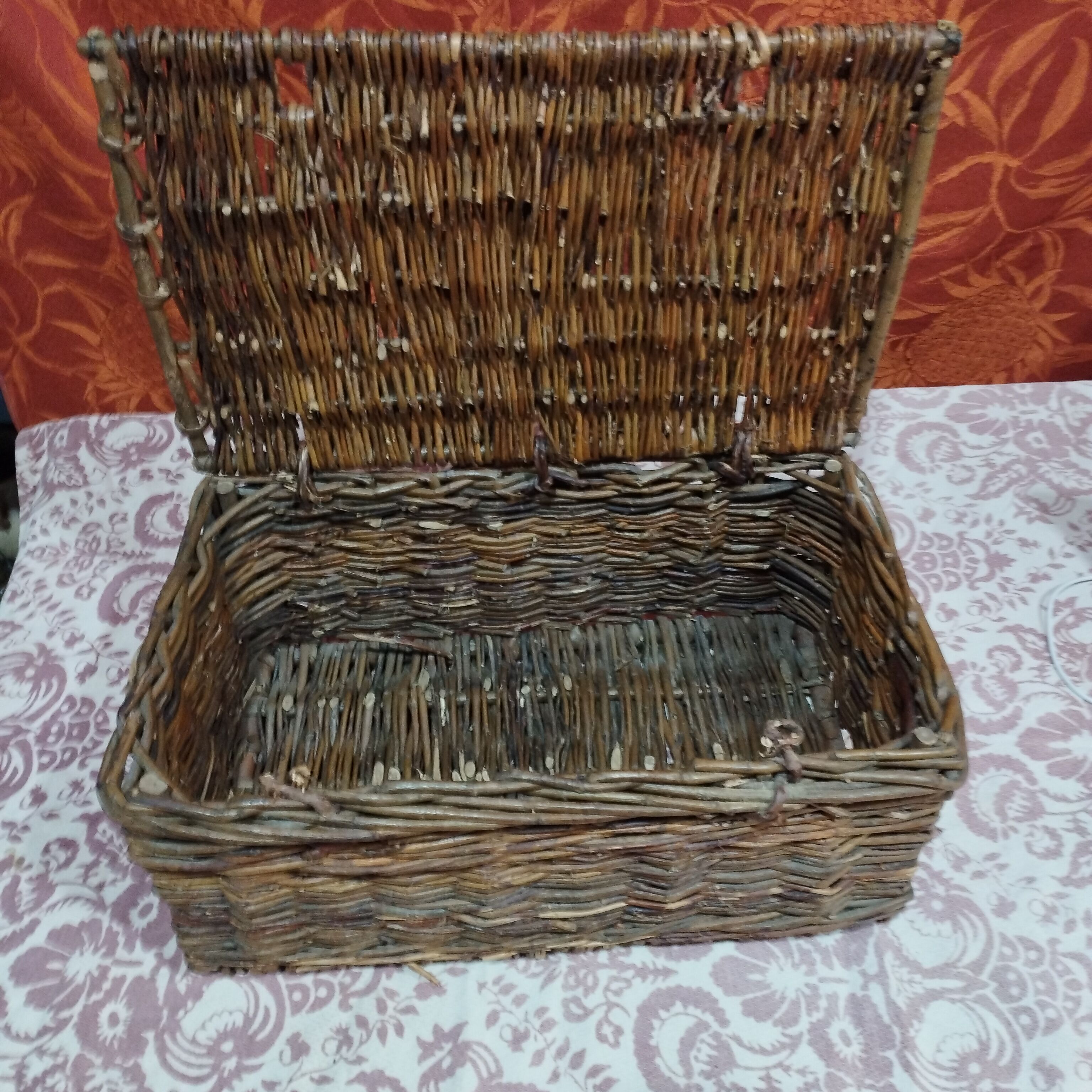 Woven wooden chest