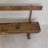 Pine bench with backrest, 2.5 metres long, 1950s.