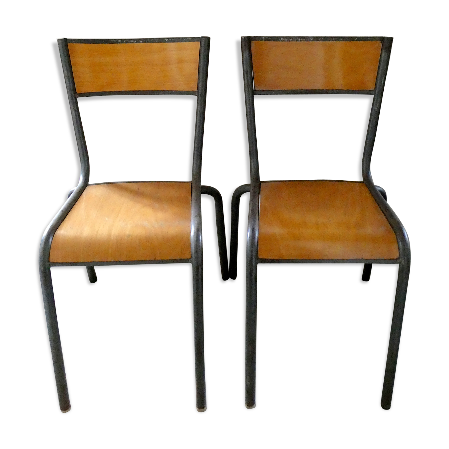 Pair of Mullca metal and wood chairs