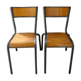 Pair of Mullca metal and wood chairs