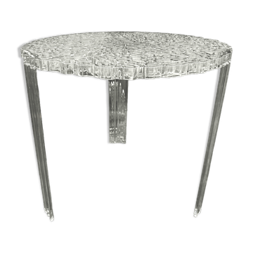 Coffee table T table KARTEL blue-tinted plexiglass design by Patricia Urquiola