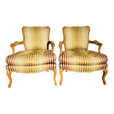 Pair of Roche Bobois cabriolet armchairs with "Queen's back"