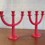 Pair of 3-branch candlesticks - Scandinavian style