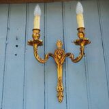 Applique murale Art nouveau en bronze : style français, 2 lumières, années 1950