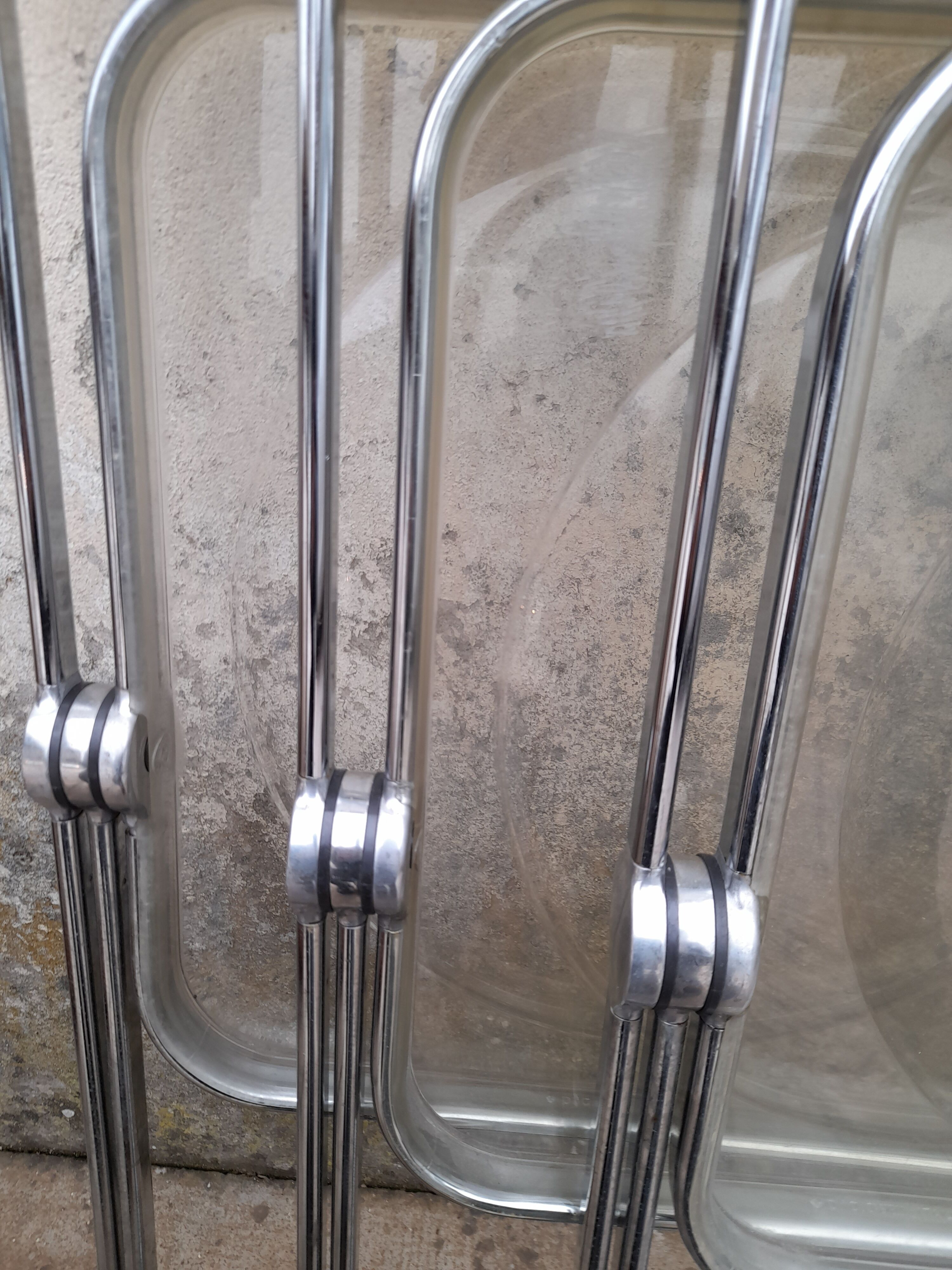 Series of 3 chairs model "plia" by Giancarlo Piretti by Castelli