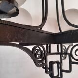 Chandelier 1930 art deco wrought iron and balls glass granite