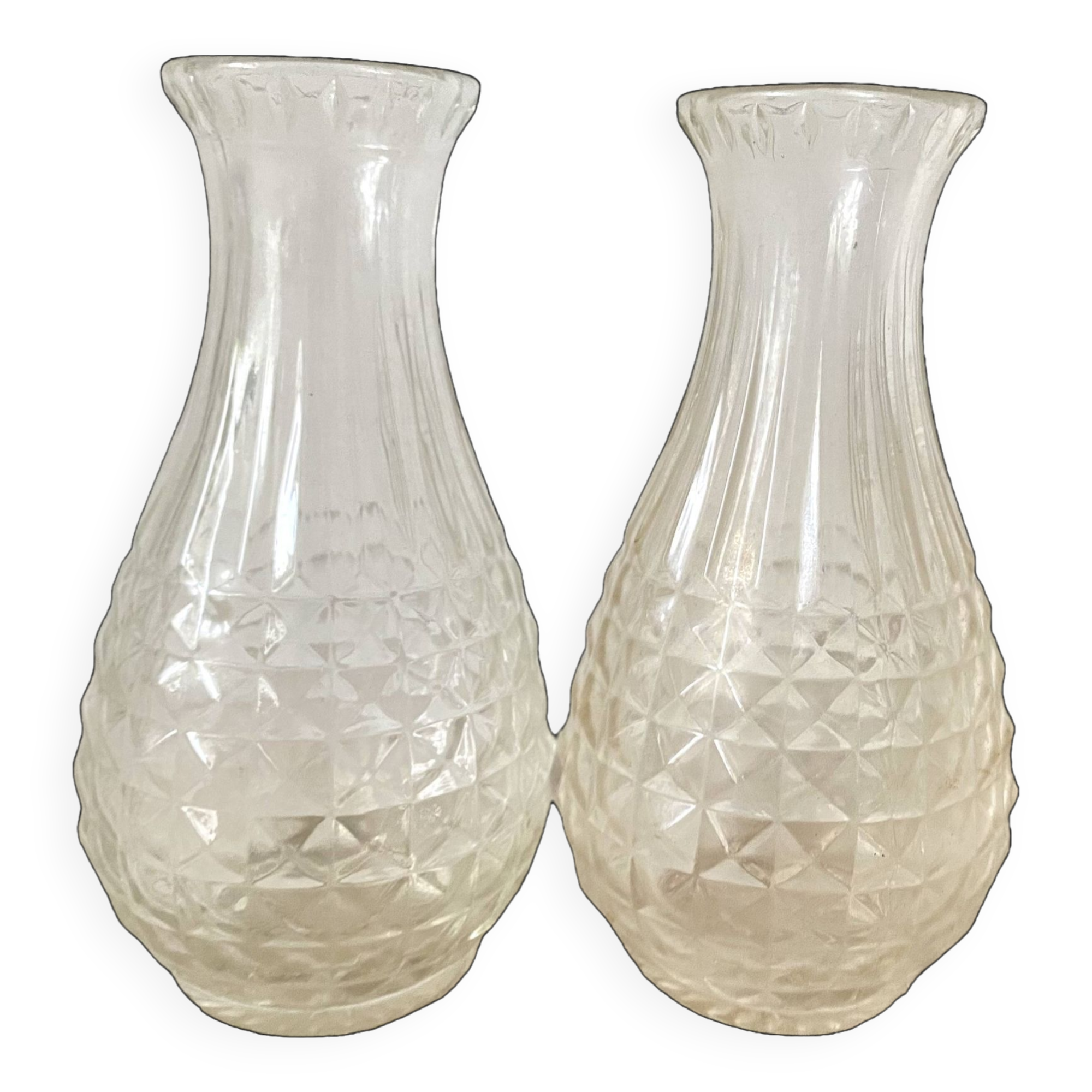 Pair of molded glass vases, 1950s