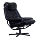 Fauteuil pivotant/inclinable norvégien Skoghaug en cuir noir du milieu du s