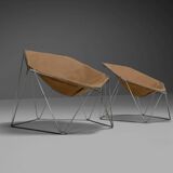 Early ocher canvas Penta chairs by Jean-Paul Barray & Kim Moltzer for Bofinger