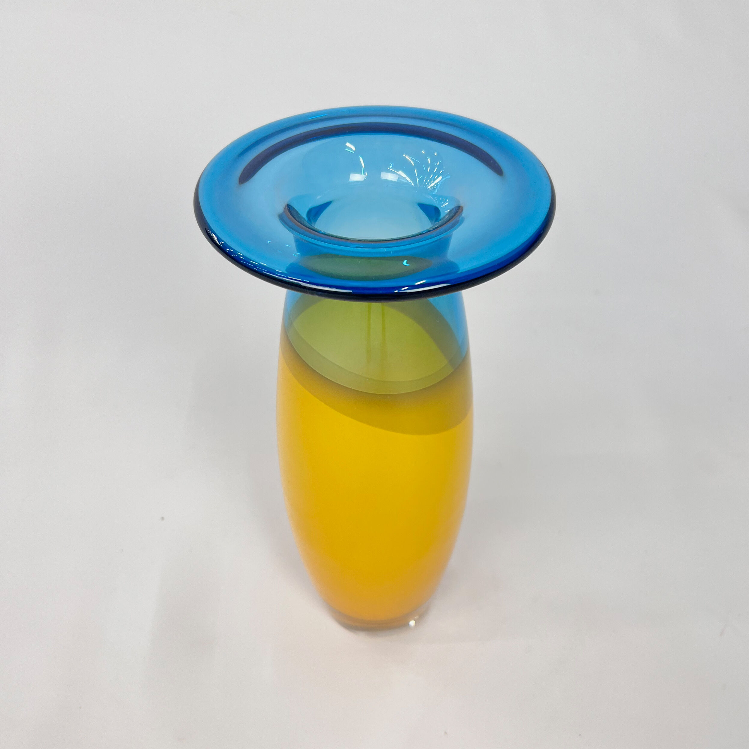 Blue and Yellow Vase by Siem van de Marel for Leerdam, 1980s