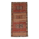 Kilim anatolien ancien tons rouges et beiges, motifs tribaux colorés