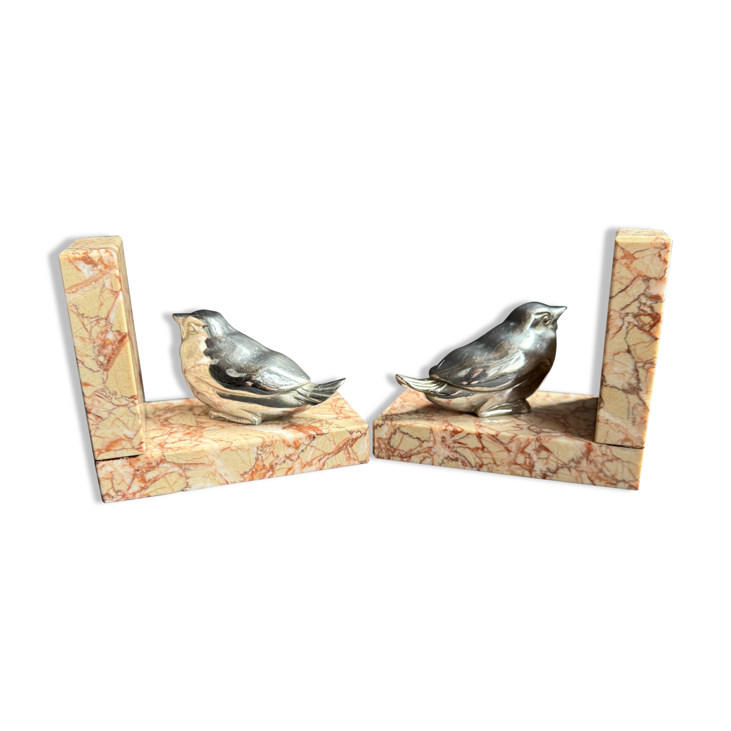 Paire de serre-livres Art déco en marbre