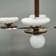 Czech Art Deco Walnut, Chrome and Opaline Glass Chandelier, 1930s