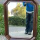 Vintage octagonal mirror in solid wood