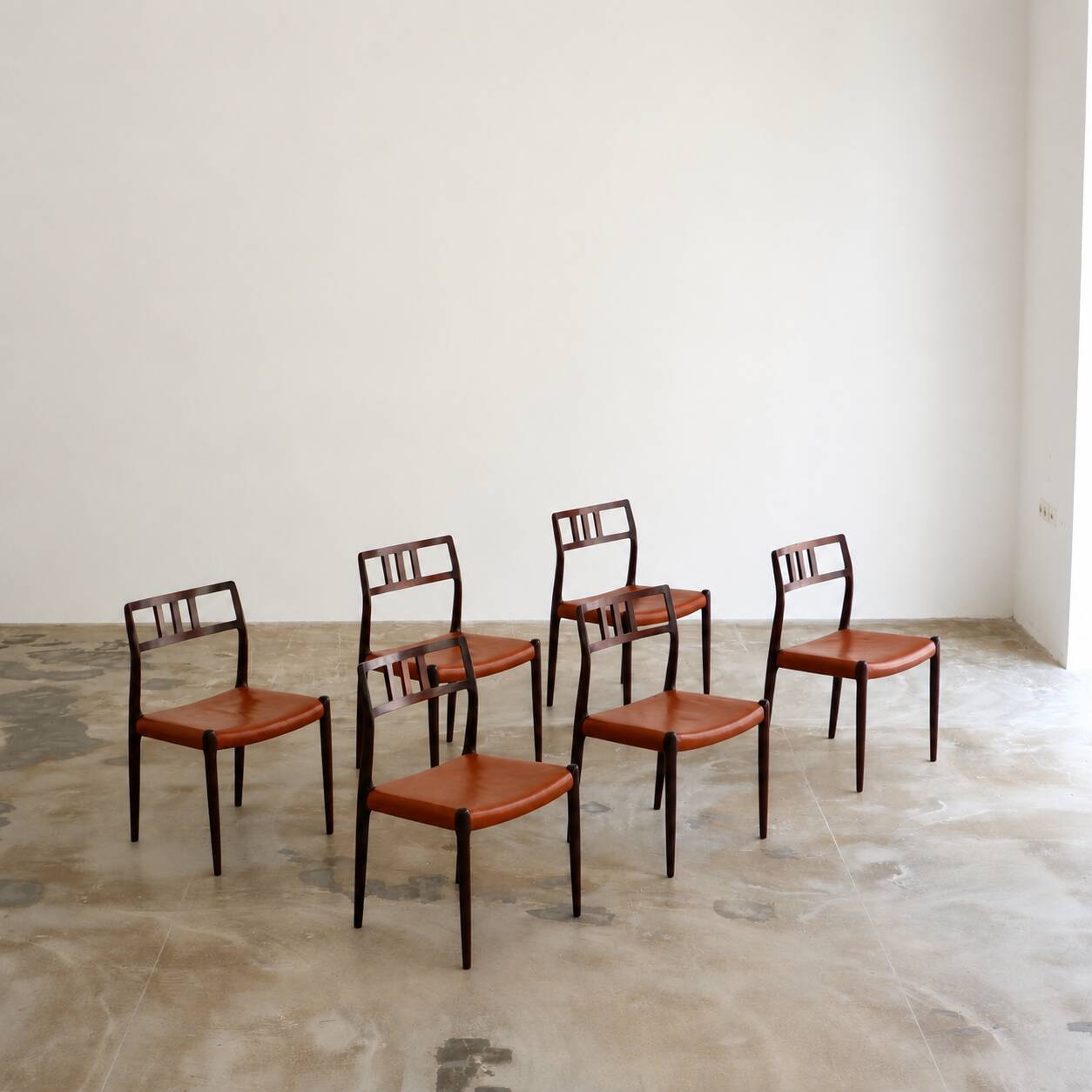 Set of 6 "Mod. 79" dining chairs in rosewood by Niels Moller