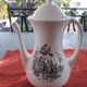 Digoin Sarreguemines coffee pot with a toile de Jouy pattern.