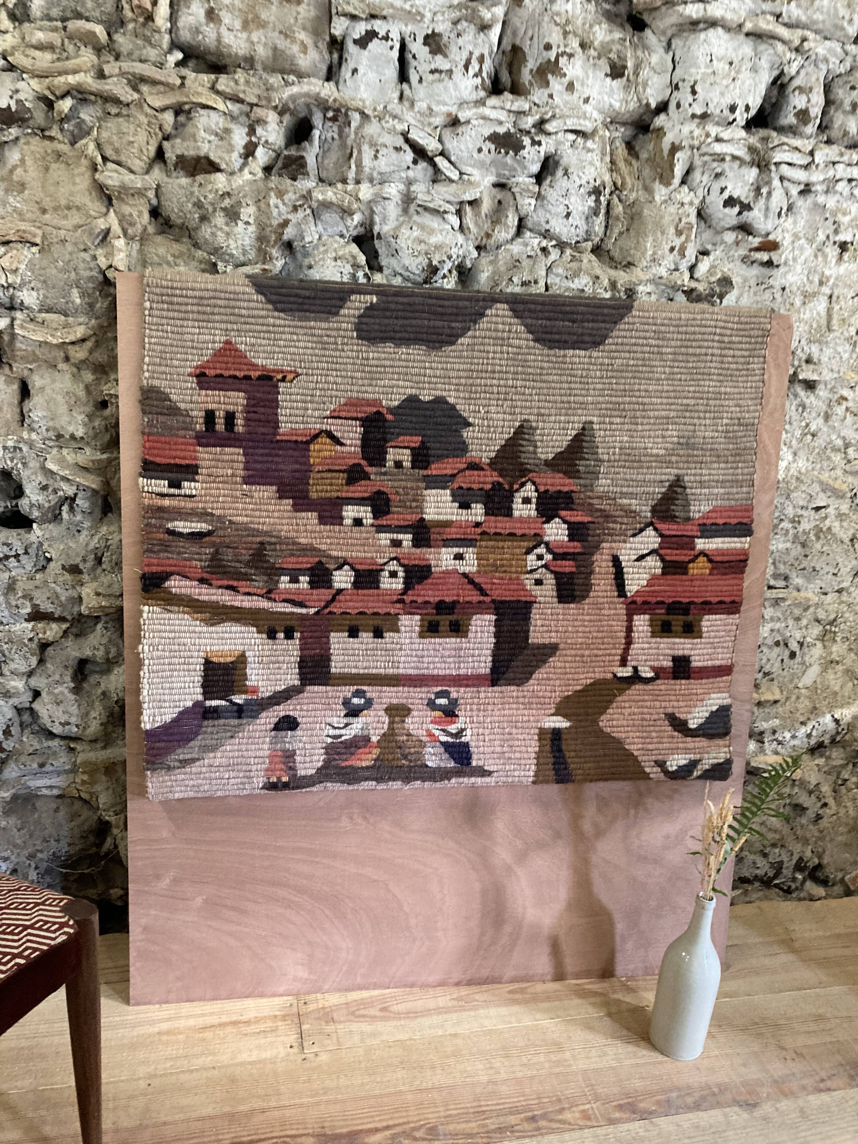 Peruvian tapestry 60/70 in alpaca wool - vintage peruvian handicraft