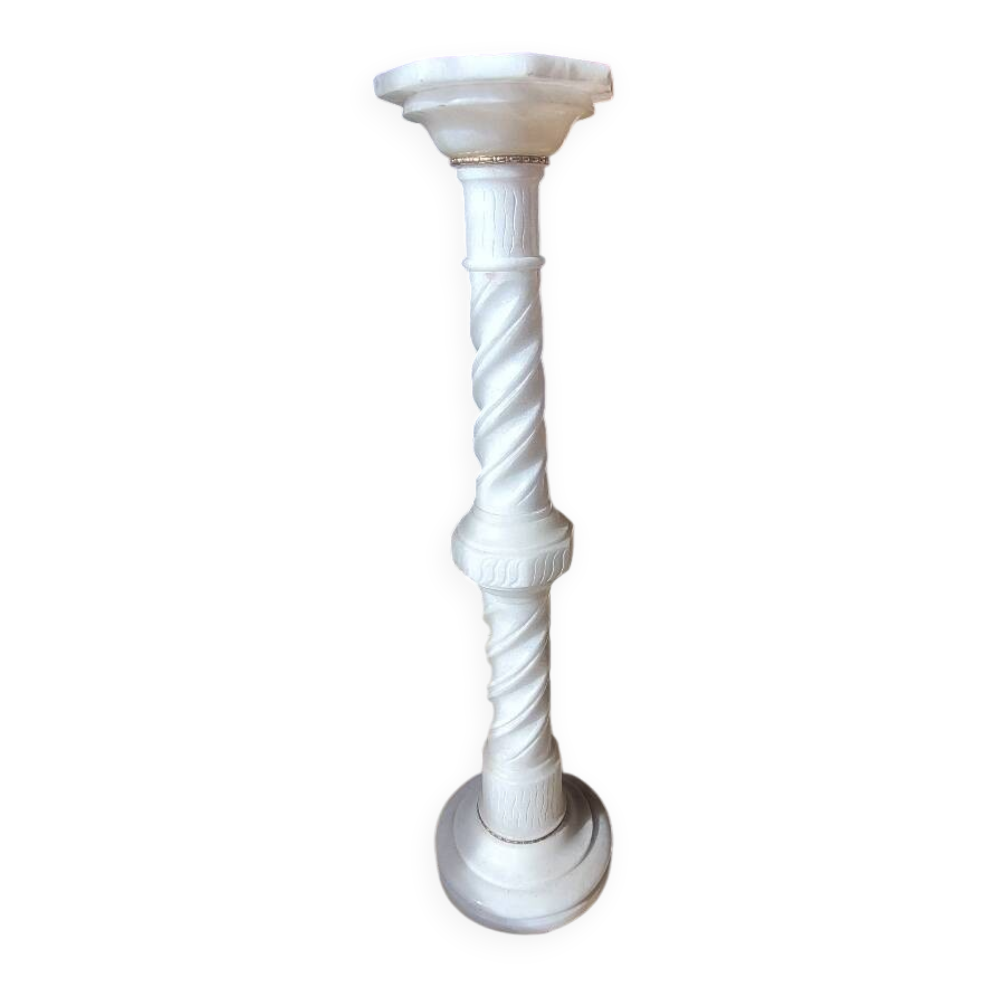 Marble effect column and its lamp