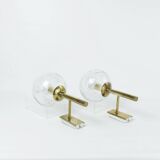 Vintage brass and glass wall lights, 1960s Doria Leuchten