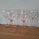 6 Luminarc wine glasses with pink stems from the 1980s.