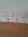 6 Luminarc wine glasses with pink stems from the 1980s.