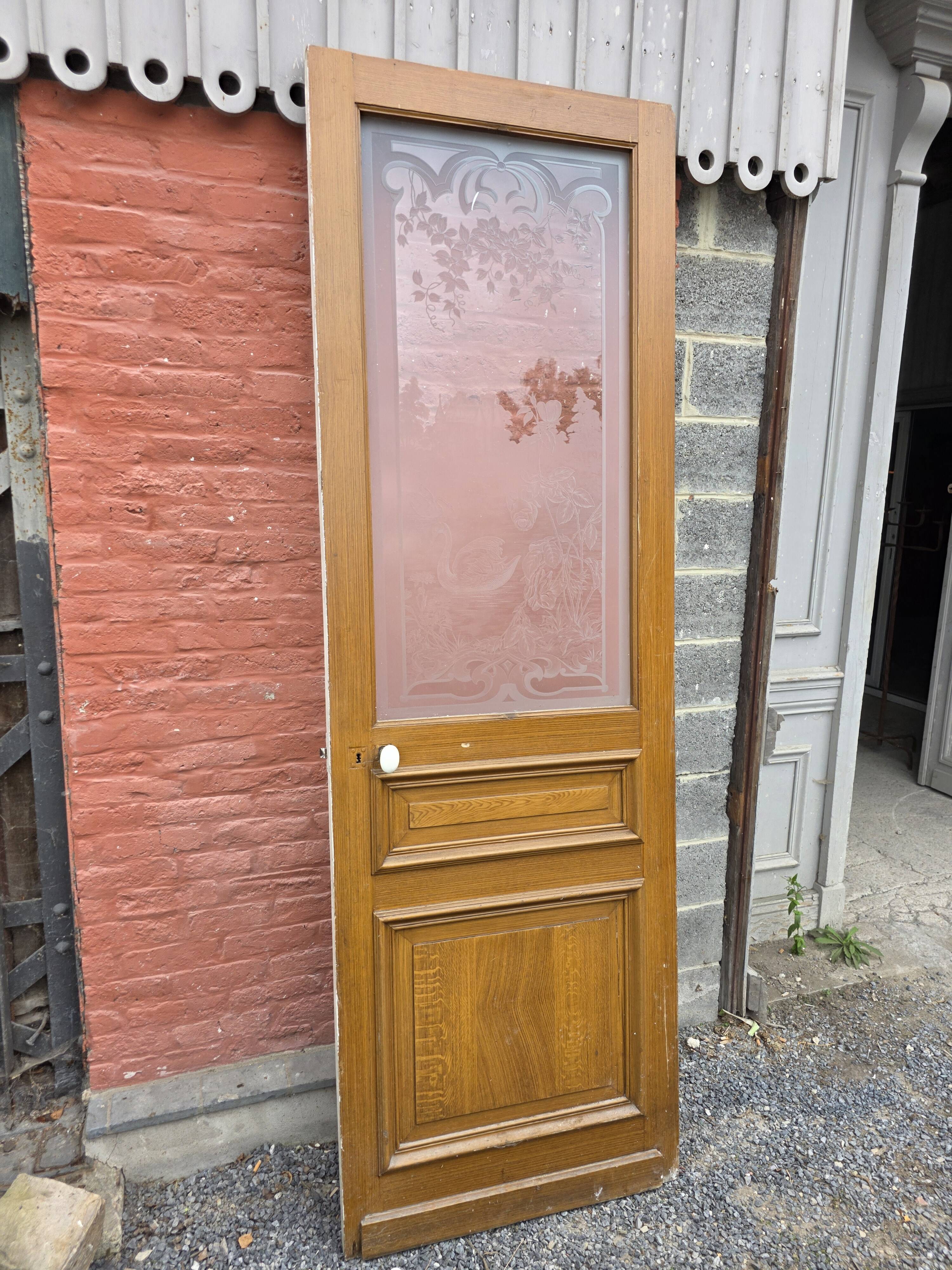 Engraved glass door, late 19th century.