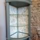 Vitrine vaisselier d'angle vert bronze