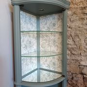 Vitrine vaisselier d'angle vert bronze