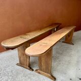 Pair of wooden farm benches
