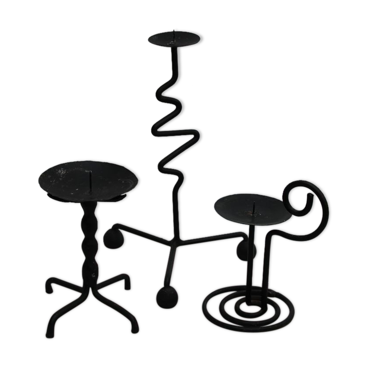 Set of 3 wrought iron candle holders