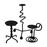 Set of 3 wrought iron candle holders