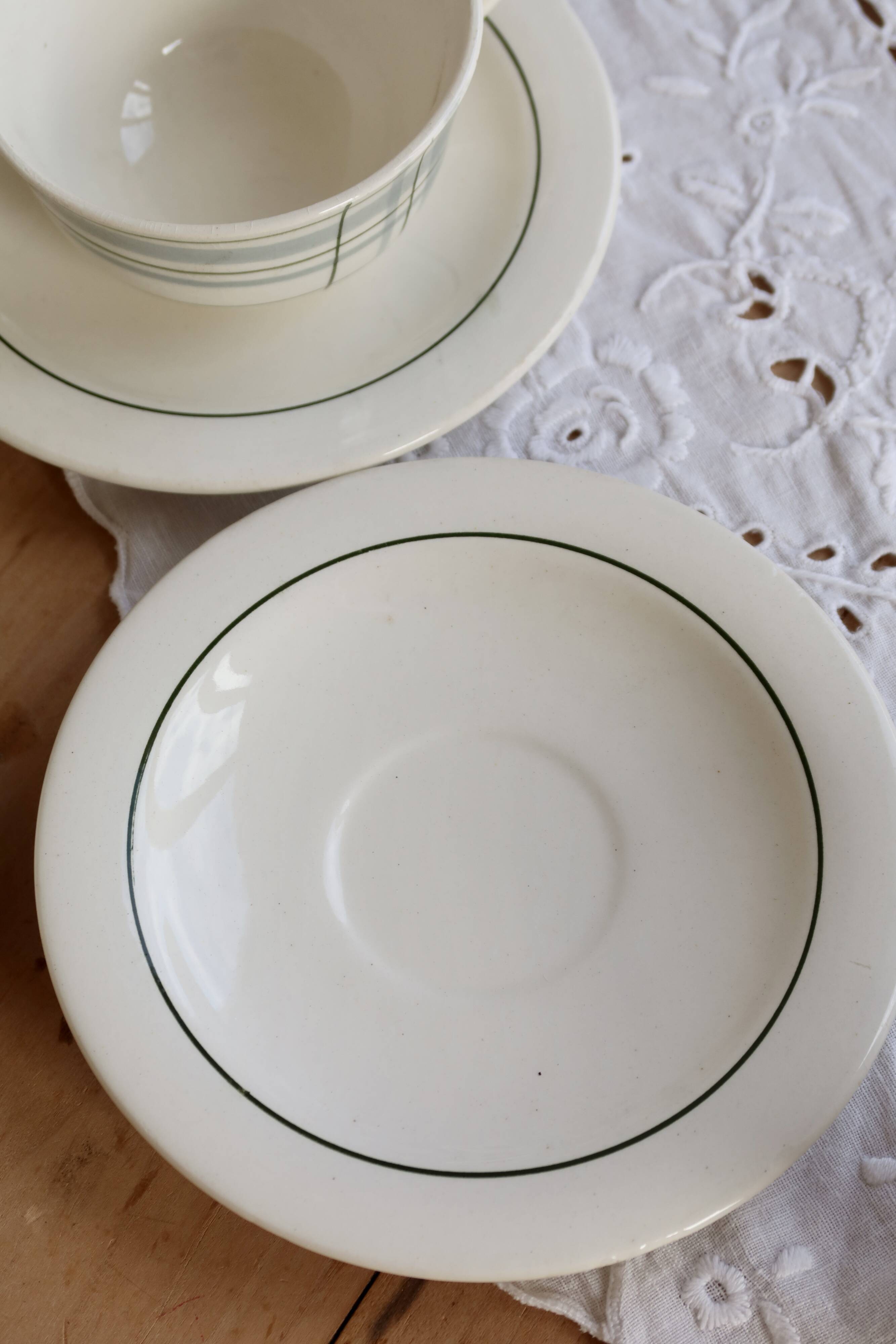 Vintage ceramic coffee cups Salins geometric design