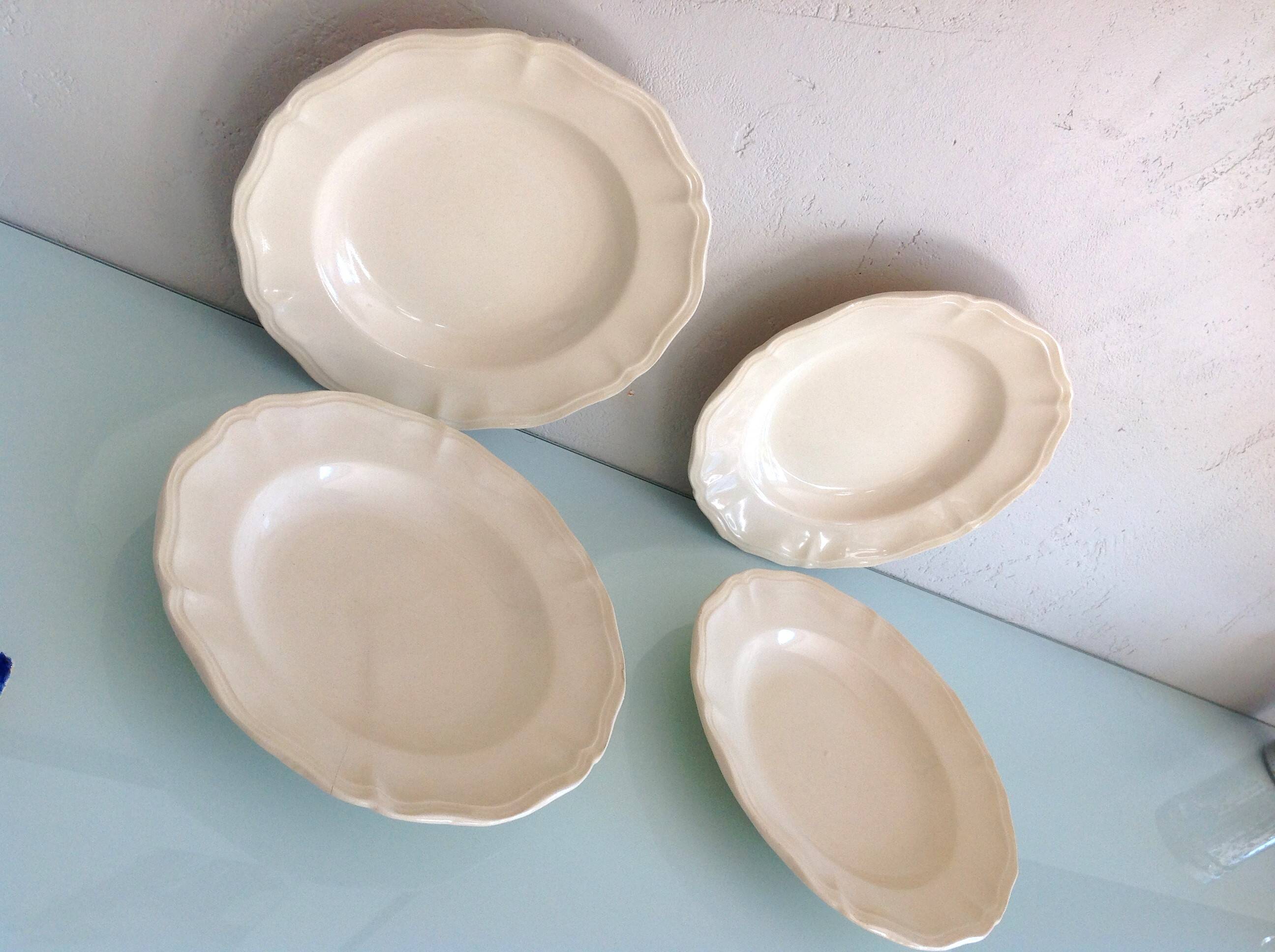 Four soup plates Ivory service/Faienceries de Sarreguemines/vintage 50
