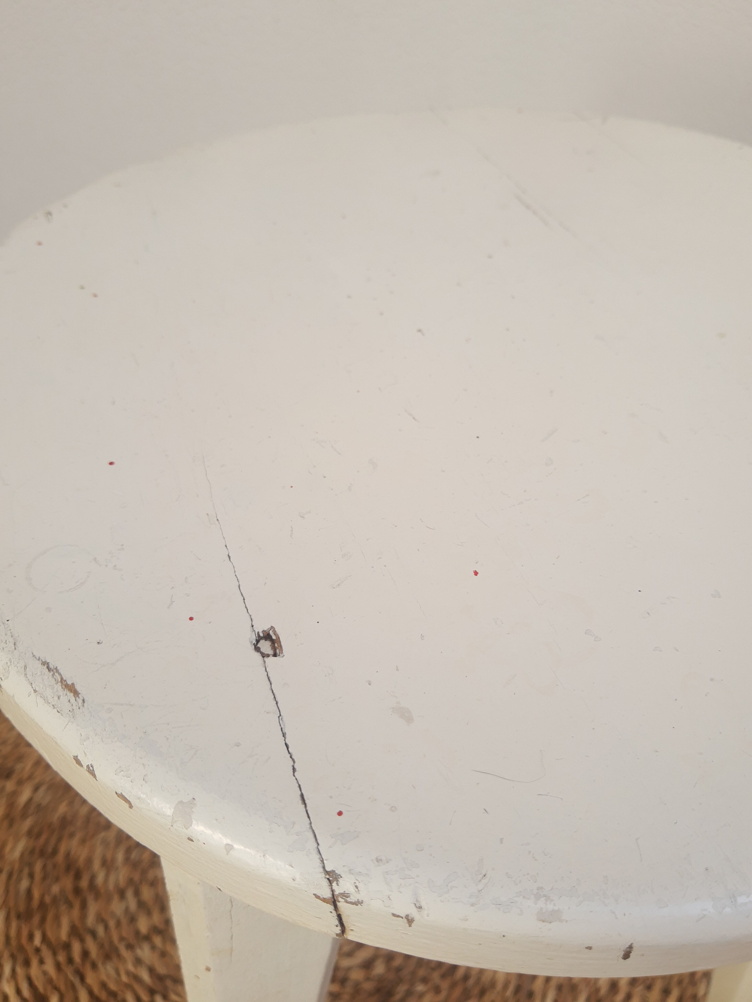 Vintage white farm stool